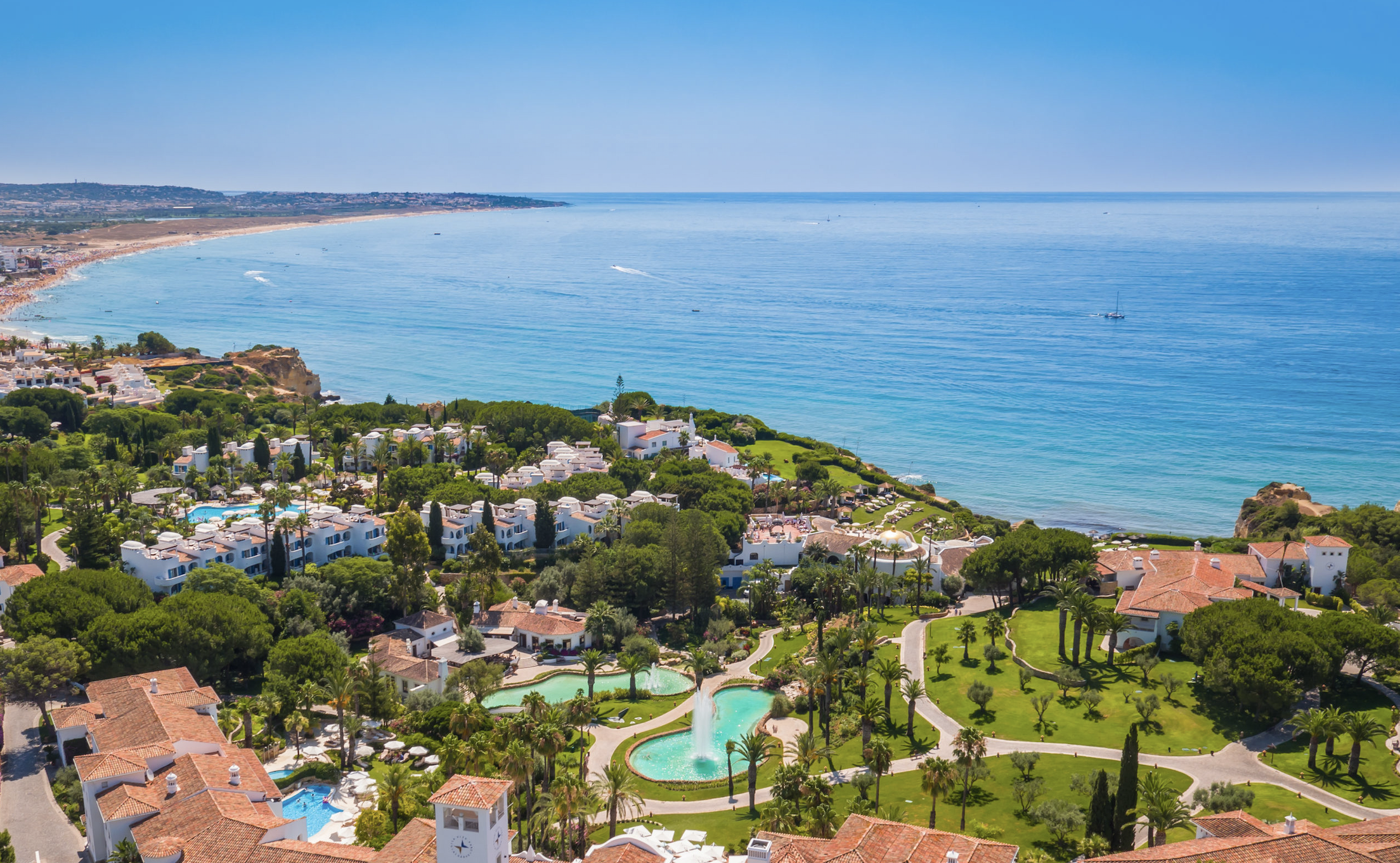 Algarve Portugal coastline beaches and resorts aerial view