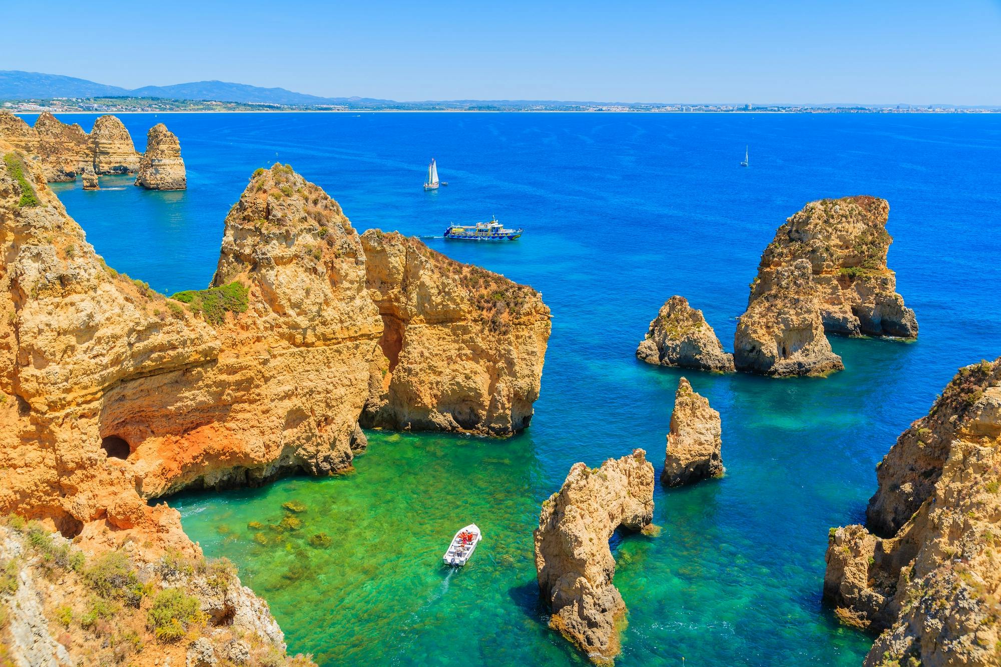 Ponta da Piedade cliffs and sea stacks in Lagos