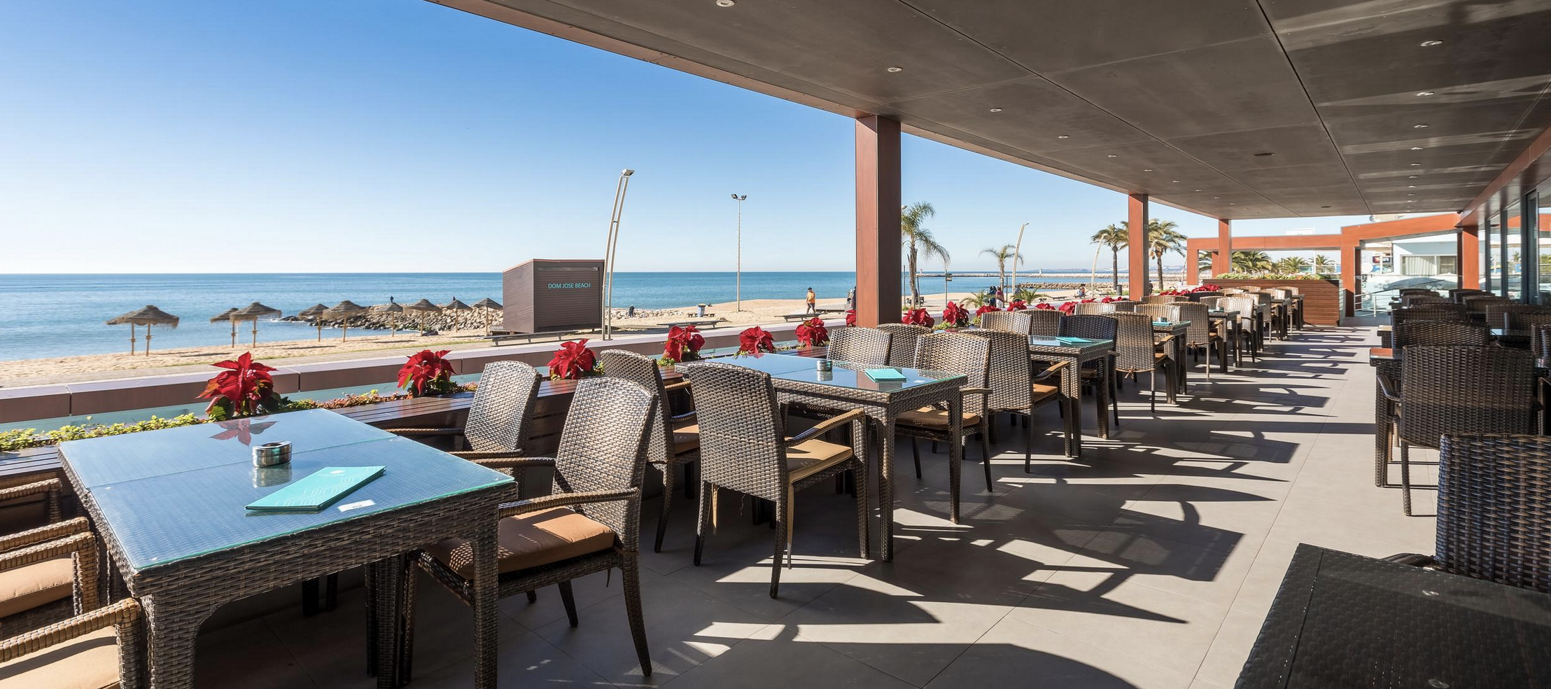Restaurants along Quarteira seafront promenade