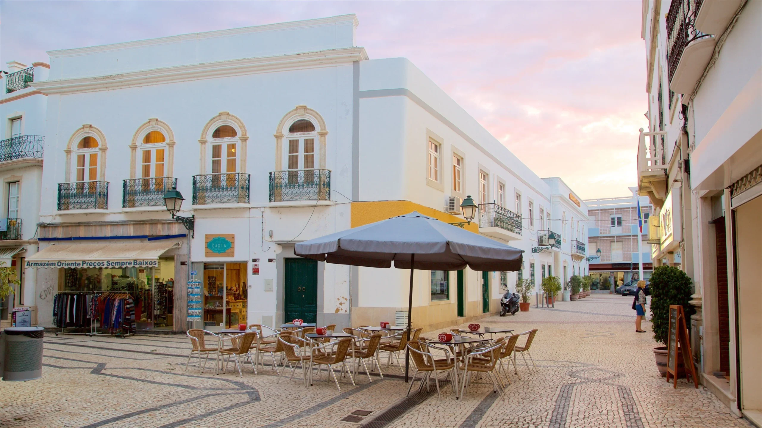 The narrow streets and traditional architecture of Olhao's historic centre