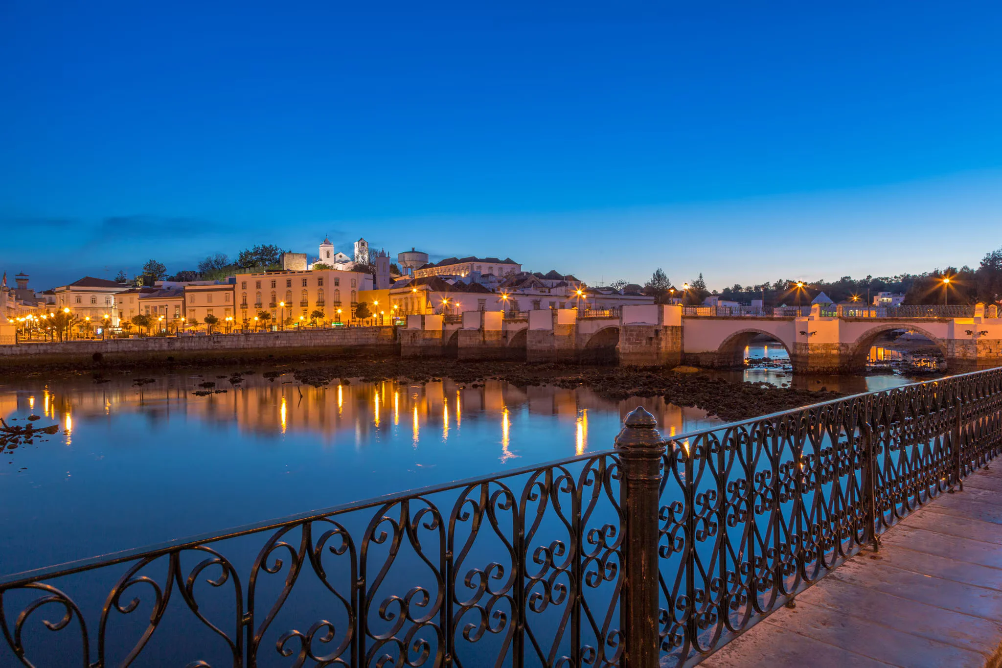 The iconic Roman bridge over the Gilão River in Tavira