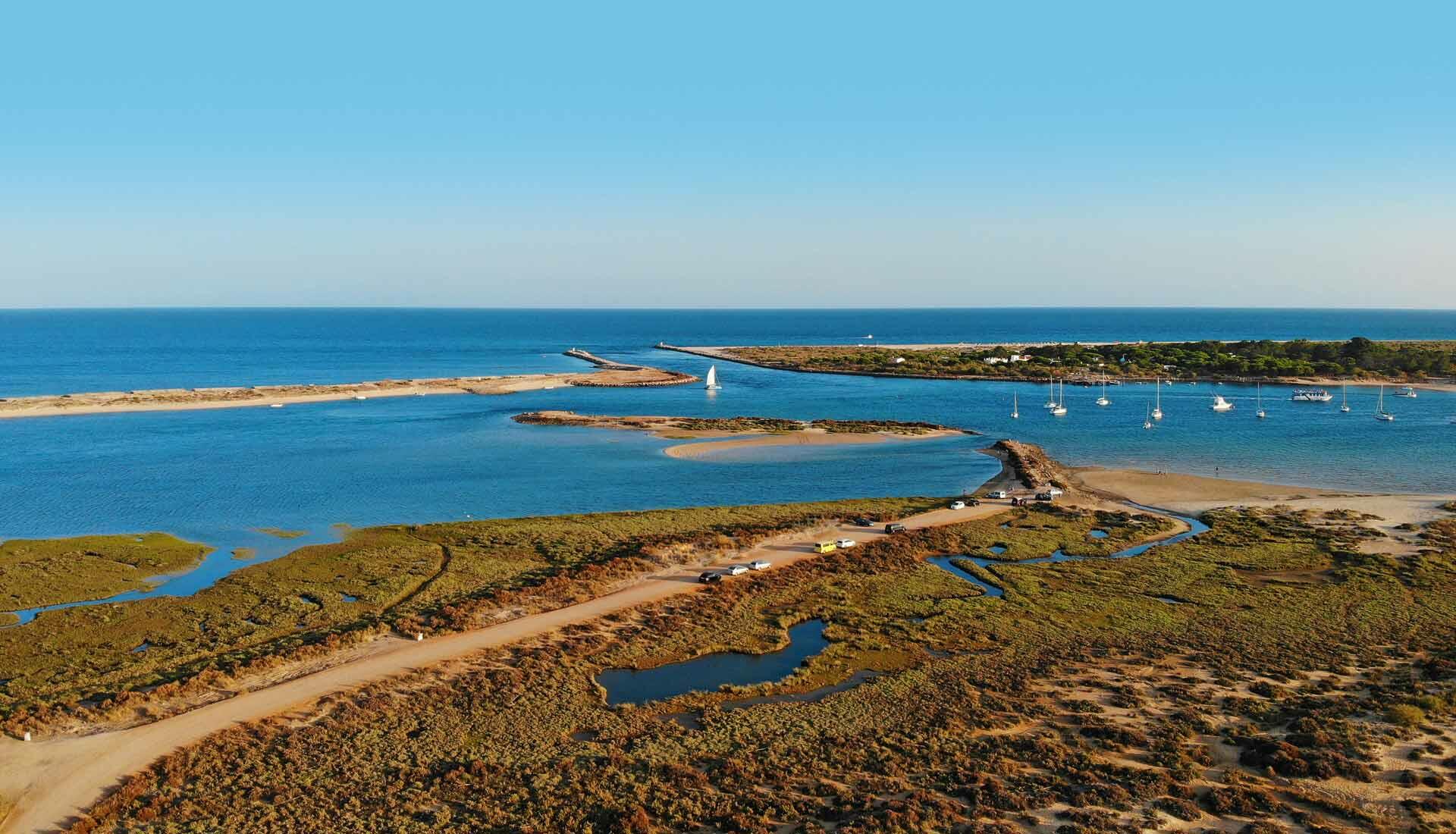 The Ria Formosa Natural Park near Tavira with its barrier islands