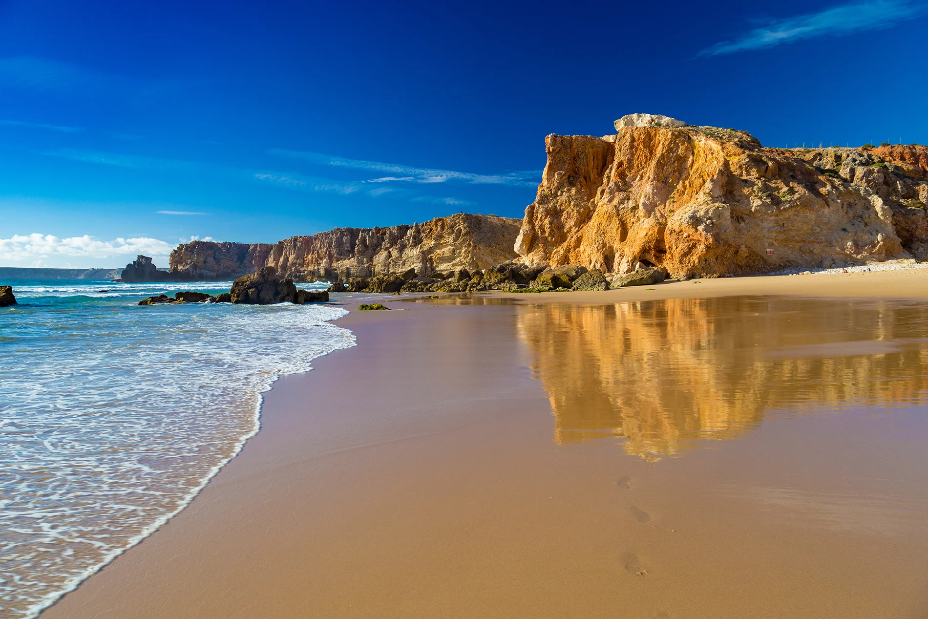 The unspoiled beaches of Sagres with dramatic cliffs and Atlantic waves